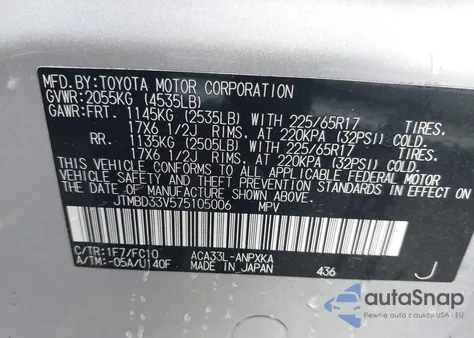 2007 Toyota Rav4 z USA, uszkodzony, nr VIN JTMBD33V575105006